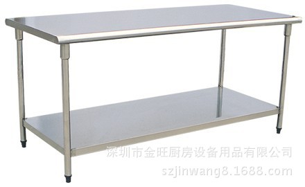 供應(yīng)商用不銹鋼雙層工作臺 廚房操作臺 快餐店廚房設(shè)備定制